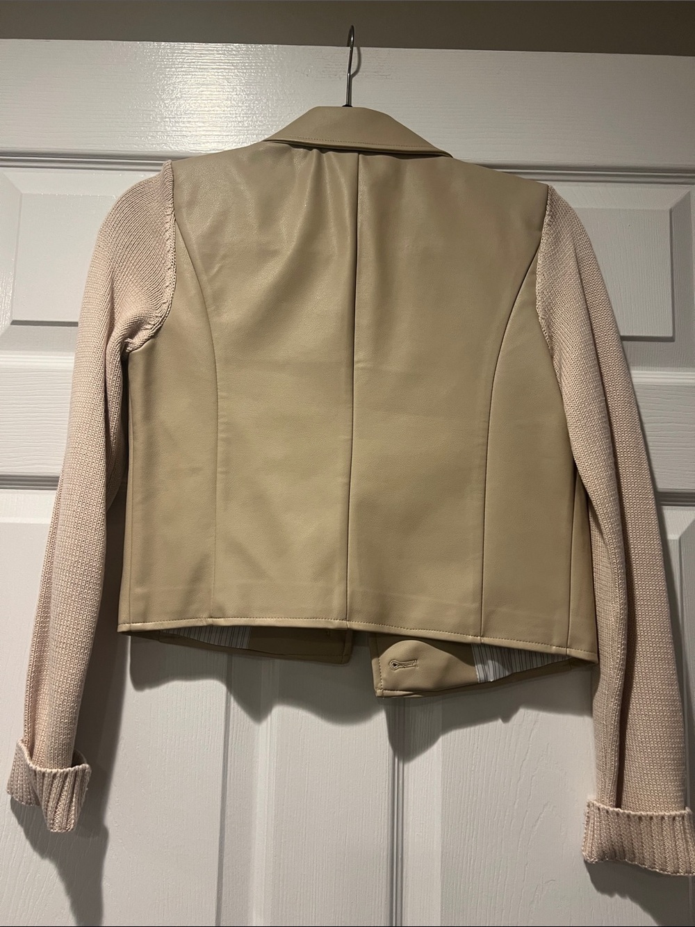 Central Park West Faux leatherBlazer with Knit Sleeves size XS - Picture 5 of 8